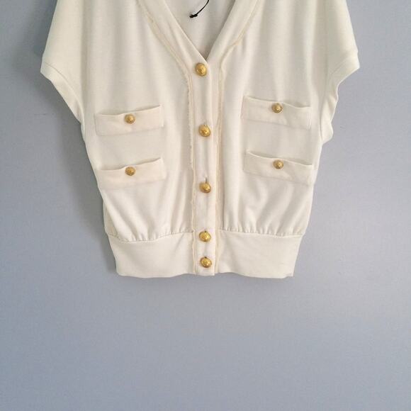 Collective Concepts White Short Sleeve Cardigan Size S - Picture 3 of 8